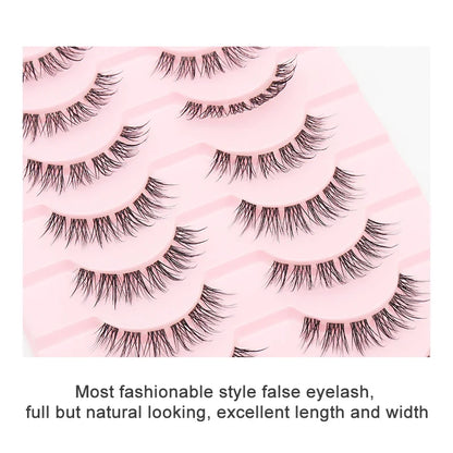 DINGSEN Cat Eye Lashes 10pairs False Eyelashes Natural Eyelashes Anime Winged Clear Band Lashes Fake Eyelash Manga Lashes Makeup