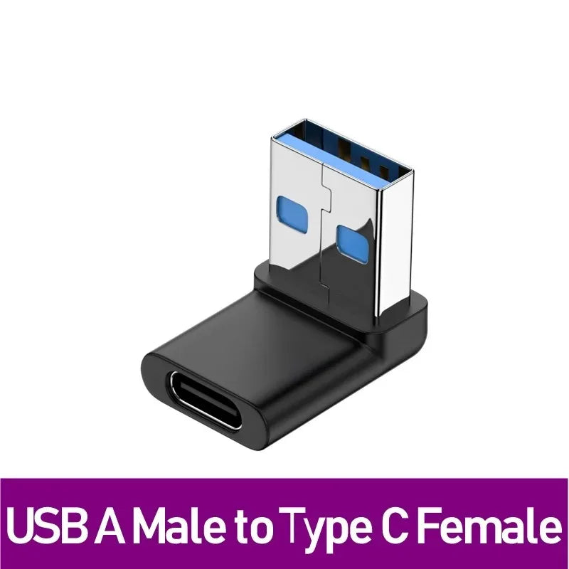 NNBILI USB3.0 Male to Female Right Angle Extension Adapter 90 Degree USB Connector Elbow Adapter 10Gbps For Laptop PC Converter