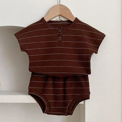 DGUKYM Summer 2pcs Sports Style Baby Boys Girls Stripe T-shirt and Shorts Clothing Set Soft Lining Infant Baby Clothes Outfits