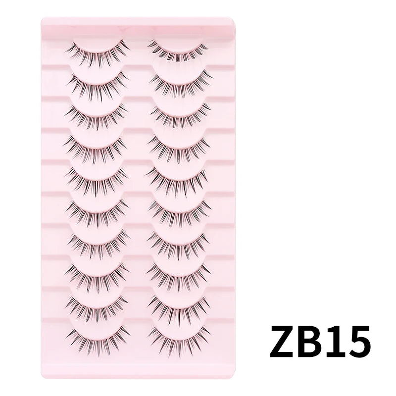 DINGSEN Cat Eye Lashes 10pairs False Eyelashes Natural Eyelashes Anime Winged Clear Band Lashes Fake Eyelash Manga Lashes Makeup