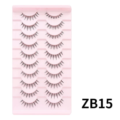 DINGSEN Cat Eye Lashes 10pairs False Eyelashes Natural Eyelashes Anime Winged Clear Band Lashes Fake Eyelash Manga Lashes Makeup