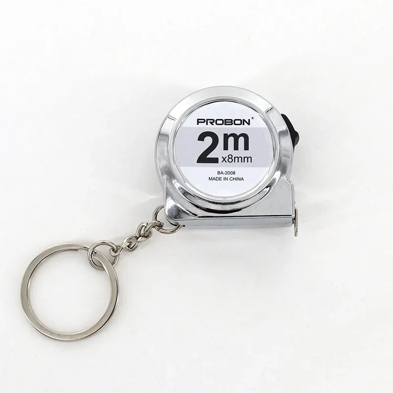 Portable Mini Tape Measure Retractable 2m Mild Steel Keychain Design Small Household Measuring Tool for DIY Crafting and Sewing