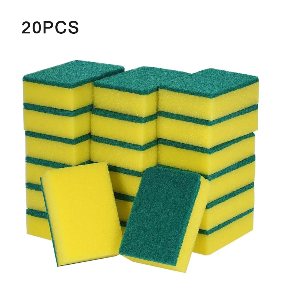10-50Pcs Double-Sided Scouring Pads Kitchen Sponge Dishwashing Scrub Pads for Pot Bowl Home Cleaning Tools