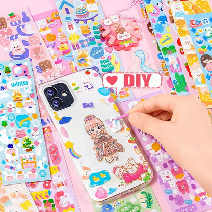20-200 PCS Cute Stickers Goo Card Kawaii Cartoon Laser Sticker No repeat for Diary DIY School Students Decoration Stationery