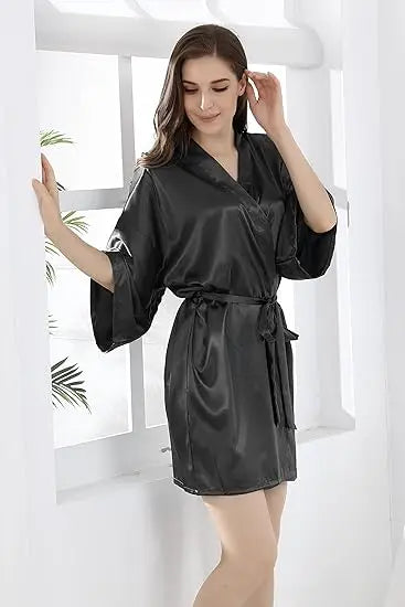 Satin Robe Female Intimate Lingerie Sleepwear Silky Bridal Wedding Gift Casual Kimono Bathrobe Gown Nightgown Sexy Nightwear