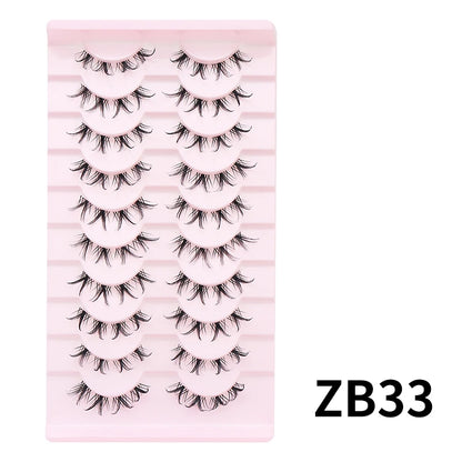DINGSEN Cat Eye Lashes 10pairs False Eyelashes Natural Eyelashes Anime Winged Clear Band Lashes Fake Eyelash Manga Lashes Makeup