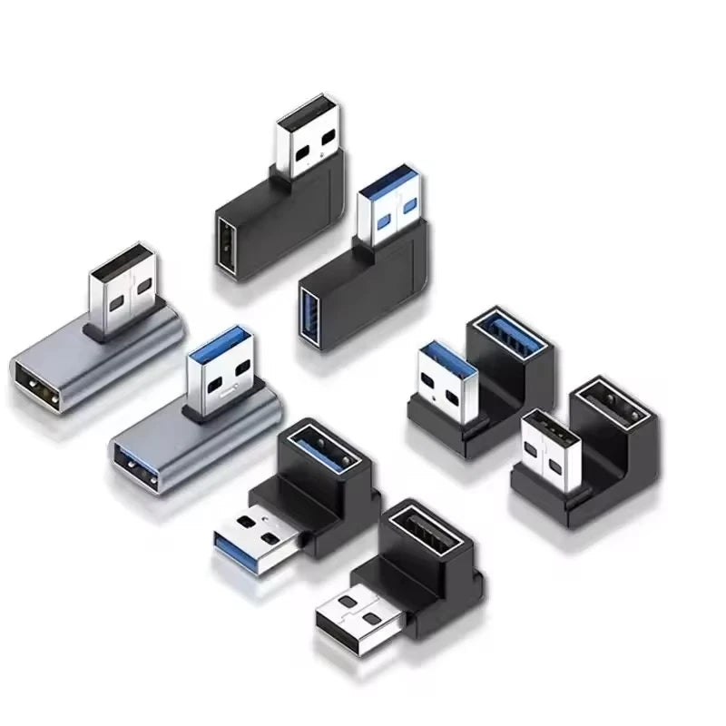 NNBILI USB3.0 Male to Female Right Angle Extension Adapter 90 Degree USB Connector Elbow Adapter 10Gbps For Laptop PC Converter