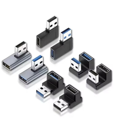 NNBILI USB3.0 Male to Female Right Angle Extension Adapter 90 Degree USB Connector Elbow Adapter 10Gbps For Laptop PC Converter