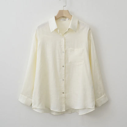 Veloura Summer Autumn Long sleeve Linen oversized blouse Basic Shirt