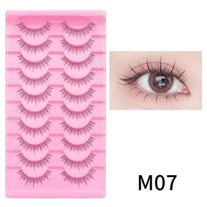 DINGSEN Cat Eye Lashes 10pairs False Eyelashes Natural Eyelashes Anime Winged Clear Band Lashes Fake Eyelash Manga Lashes Makeup