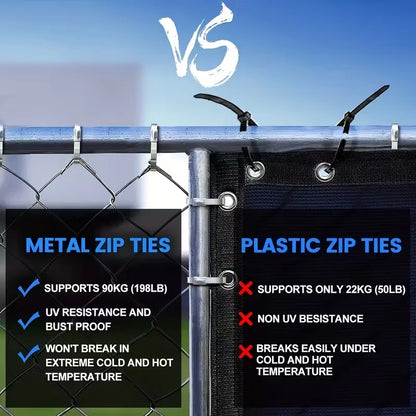 20pcs 10in Stainless Steel Zip Ties | Rustproof Heavy Duty Cable Ties for Automotive, Machinery, Outdoor
