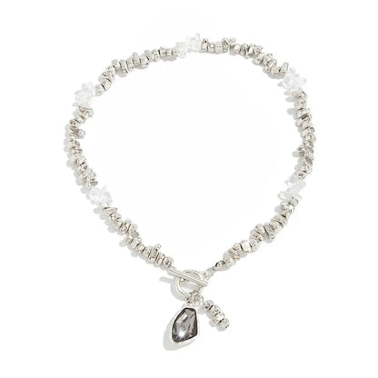 Salircon Irregular Beads Choker Necklace Women Fashion Elegant Black Acrylic Rhinestone Pendant Neck Wedding Party Jewelry Gifts