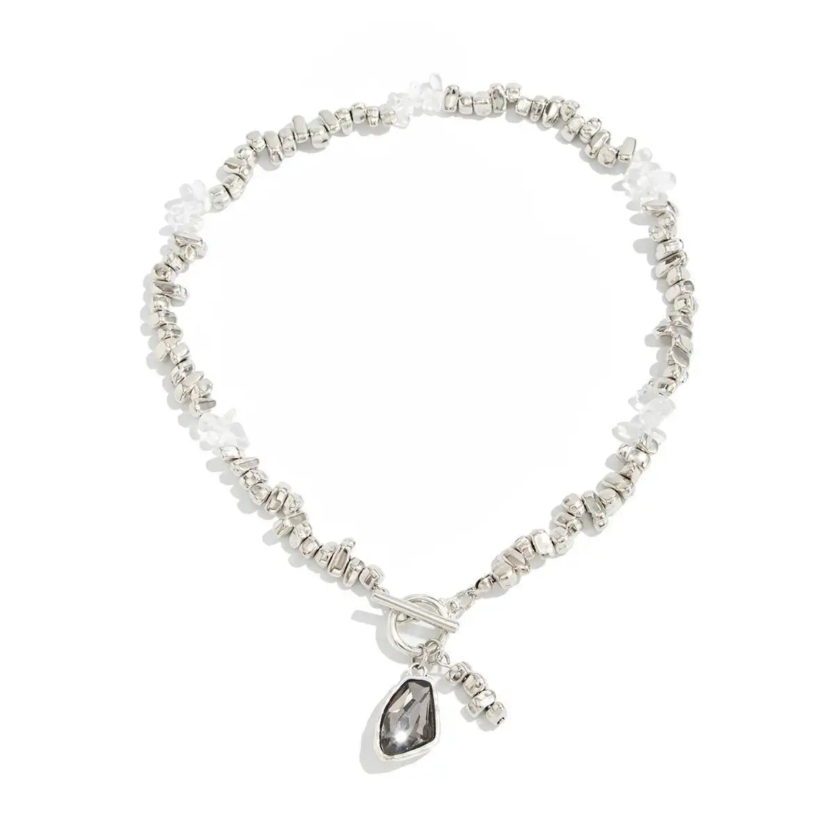 Salircon Irregular Beads Choker Necklace Women Fashion Elegant Black Acrylic Rhinestone Pendant Neck Wedding Party Jewelry Gifts