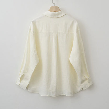 Veloura Summer Autumn Long sleeve Linen oversized blouse Basic Shirt