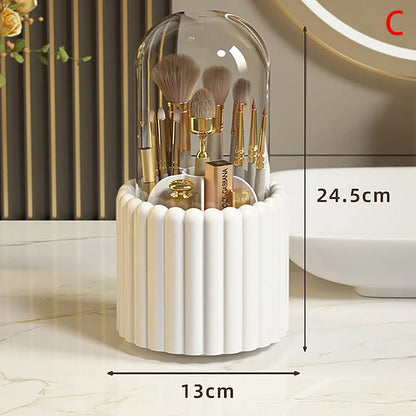 Makeup Brush Holder 360° Rotating With Lid Lipstick Eyebrow Pencil Holder Eye Shadow Storage Box Luxury Cosmetic Organizer