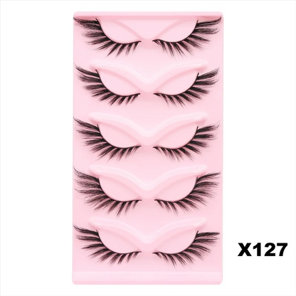 DINGSEN Cat Eye Lashes 10pairs False Eyelashes Natural Eyelashes Anime Winged Clear Band Lashes Fake Eyelash Manga Lashes Makeup