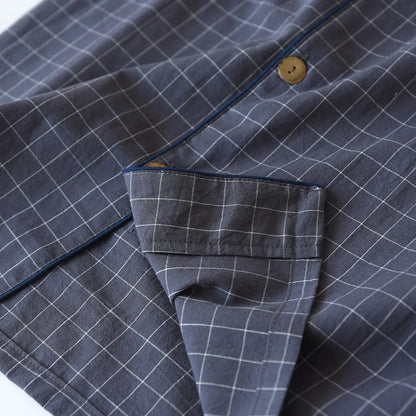 Men's Shorts Pajamas Suit for Summer Thin Short-sleeved Shorts Cotton Simple Plaid Design Pantalon Pijama Hombre Mens Sleepwear