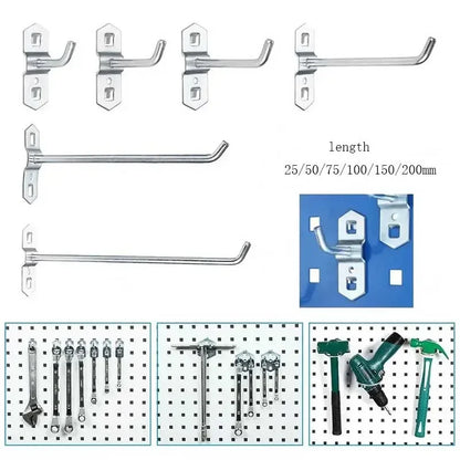 1-10pcs Pegboard Hooks, Steel Single Oblique Hangers for Garage Tool Organization, Kitchen Utensil Key Holder