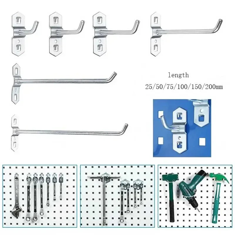 1-10pcs Pegboard Hooks, Steel Single Oblique Hangers for Garage Tool Organization, Kitchen Utensil Key Holder