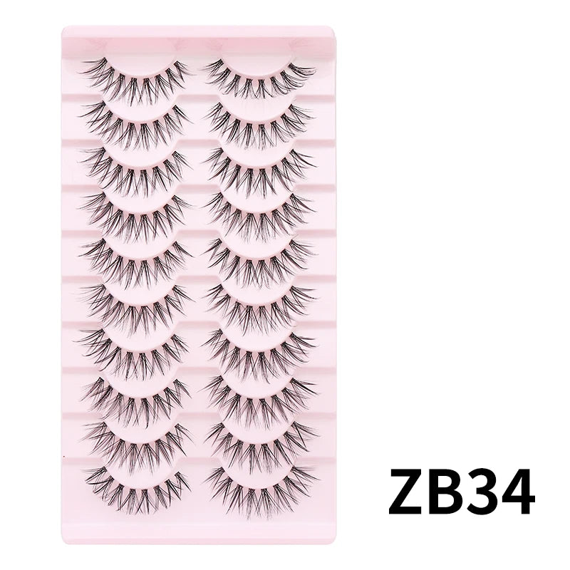 DINGSEN Cat Eye Lashes 10pairs False Eyelashes Natural Eyelashes Anime Winged Clear Band Lashes Fake Eyelash Manga Lashes Makeup