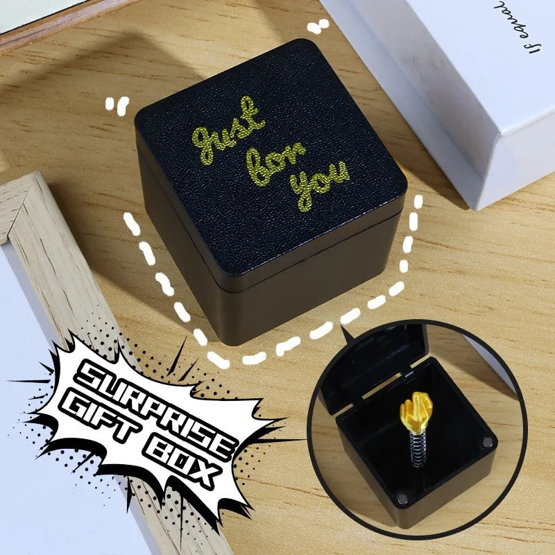 Funny Middle Finger in Box - Desk Decor Gag Gift for Halloween, Christmas & Birthday, Novelty Office Toy & Home Decoration