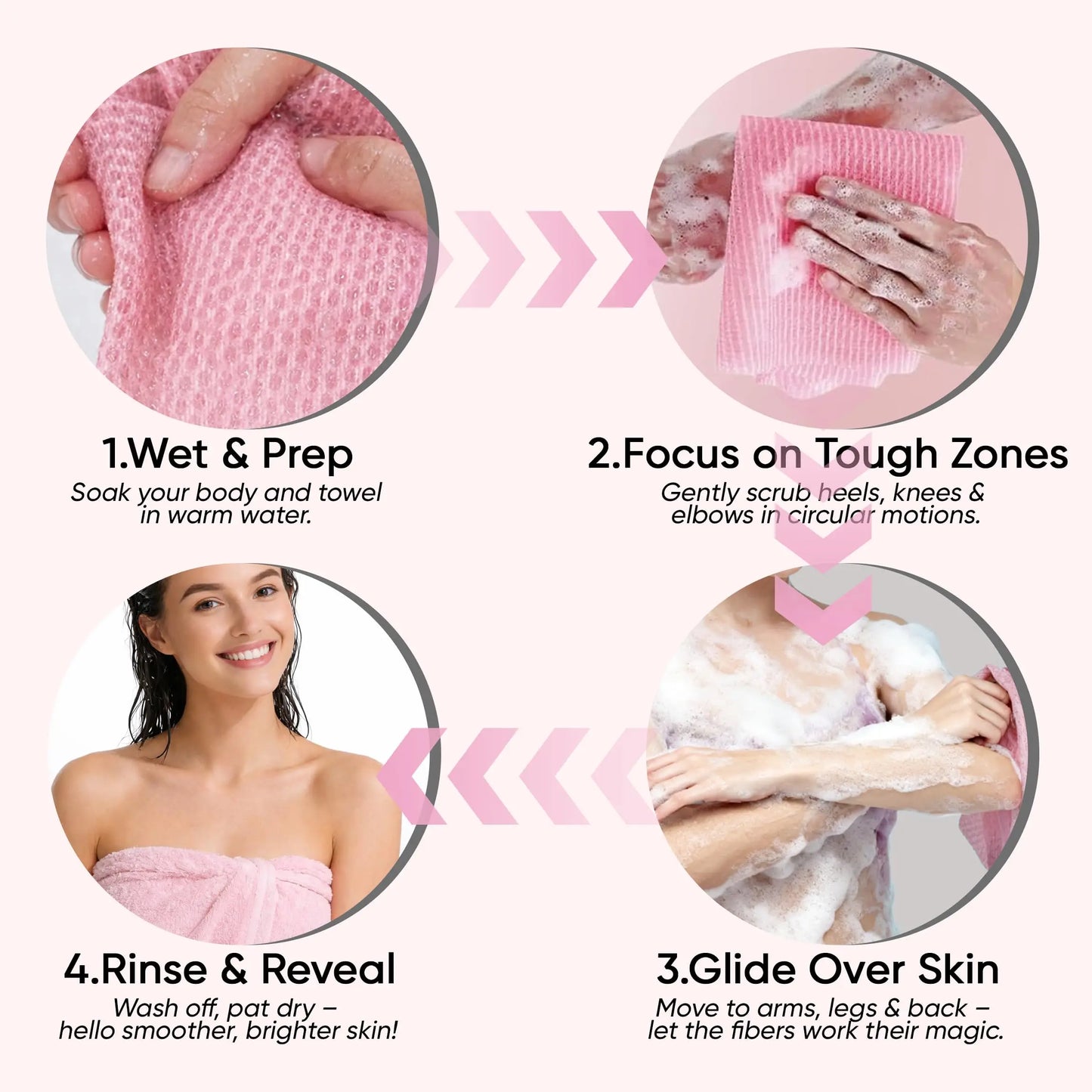 1PCS Quick-drying Exfoliating Shower Towel Deep Cleansing Scrub Wash Cloth Body Shower Gentle Exfoliation Removes for Men Woman