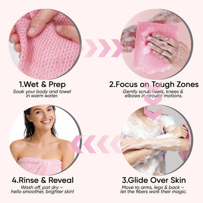 1PCS Quick-drying Exfoliating Shower Towel Deep Cleansing Scrub Wash Cloth Body Shower Gentle Exfoliation Removes for Men Woman