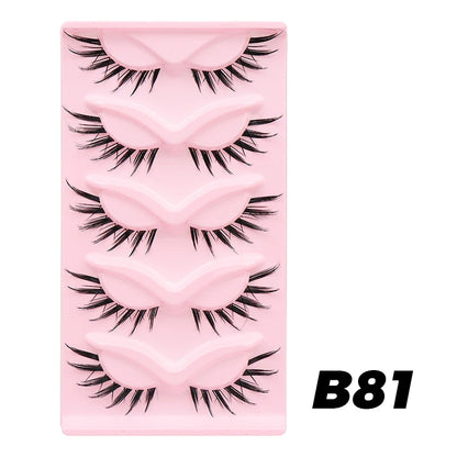 DINGSEN Cat Eye Lashes 10pairs False Eyelashes Natural Eyelashes Anime Winged Clear Band Lashes Fake Eyelash Manga Lashes Makeup