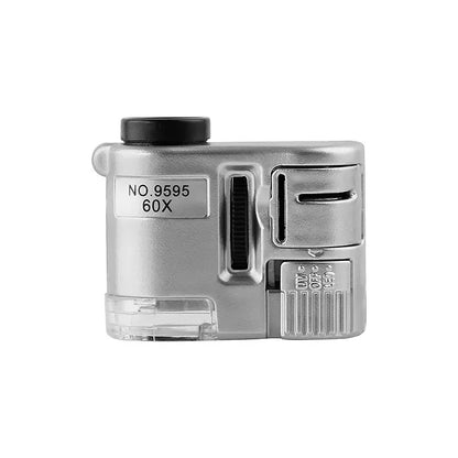 60X Handheld Magnifying Glass Mini Pocket UV Magnifier Portable Jeweler Microscope Loupe With LED Light