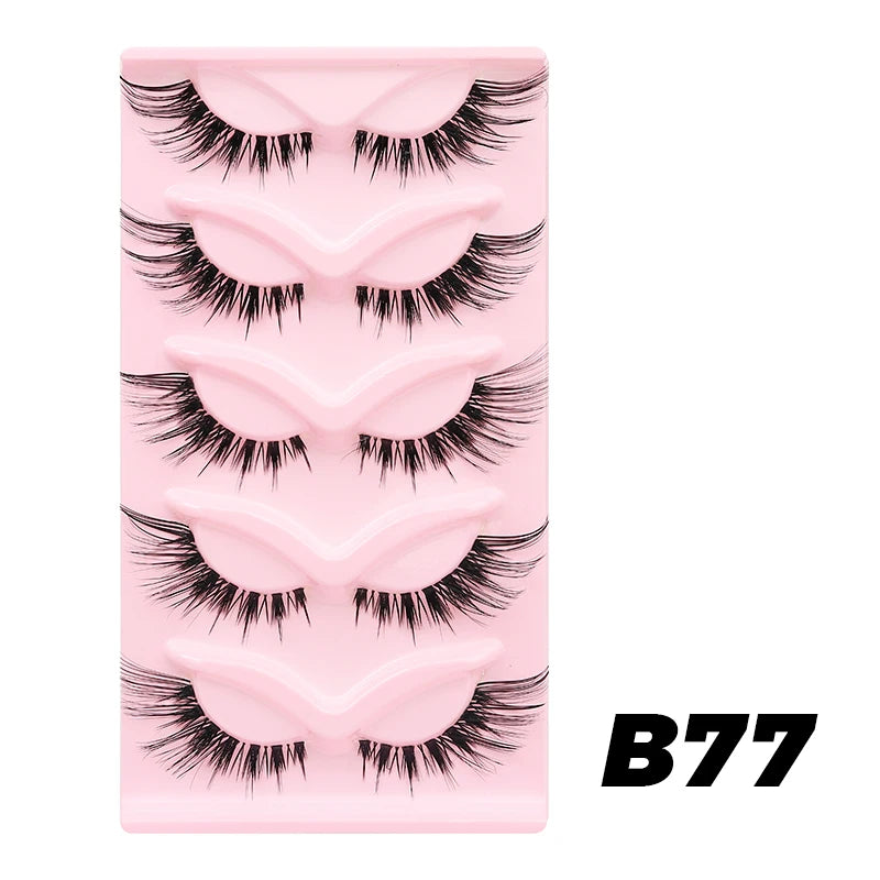 DINGSEN Cat Eye Lashes 10pairs False Eyelashes Natural Eyelashes Anime Winged Clear Band Lashes Fake Eyelash Manga Lashes Makeup