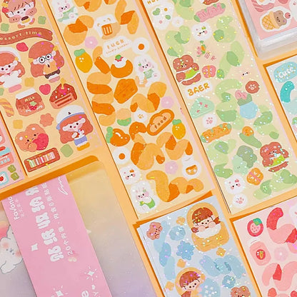 20-200 PCS Cute Stickers Goo Card Kawaii Cartoon Laser Sticker No repeat for Diary DIY School Students Decoration Stationery