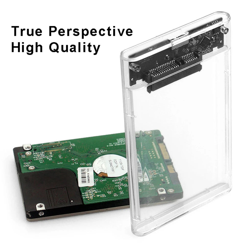 2.5inch USB 3.0 HDD Enclosure SATA SSD Hard Drive Case with 5Gbps Transfer Speed Mobile External Hard Disk Box with Cable