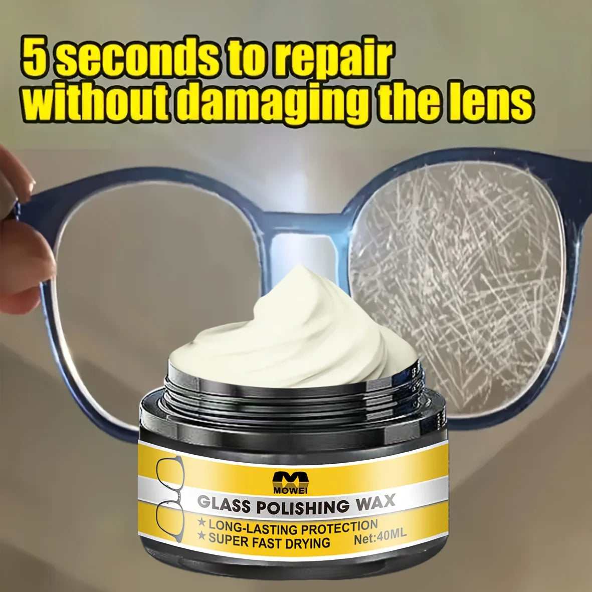 Multi-Purpose Glass & Lens Scratch Repair Kit – Multi-Function Polish & Refinishing Agent – Restores Clarity & Smooth Finish