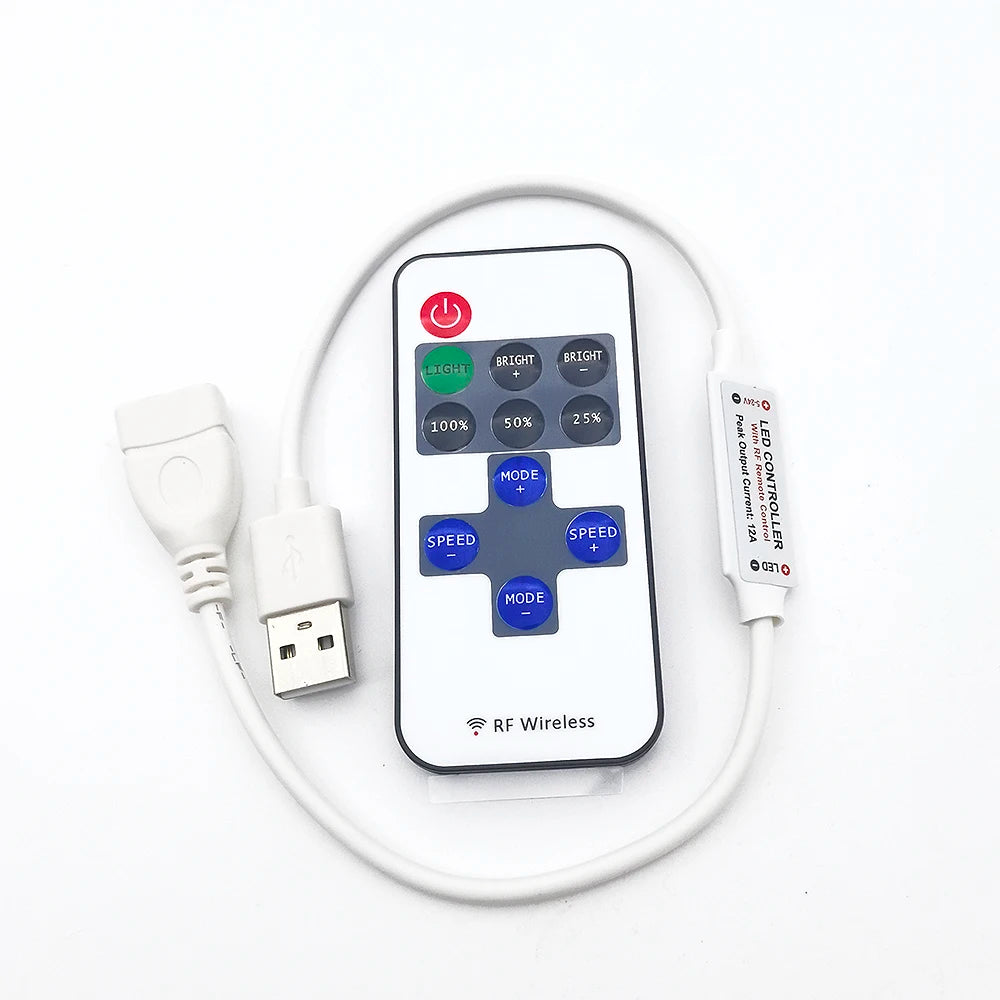 DC5-24V Mini 11Keys RF Wireless Led Remote Controller Led Dimmer Controller For Single Color Light Strip SMD5050/3528/5730/3014/